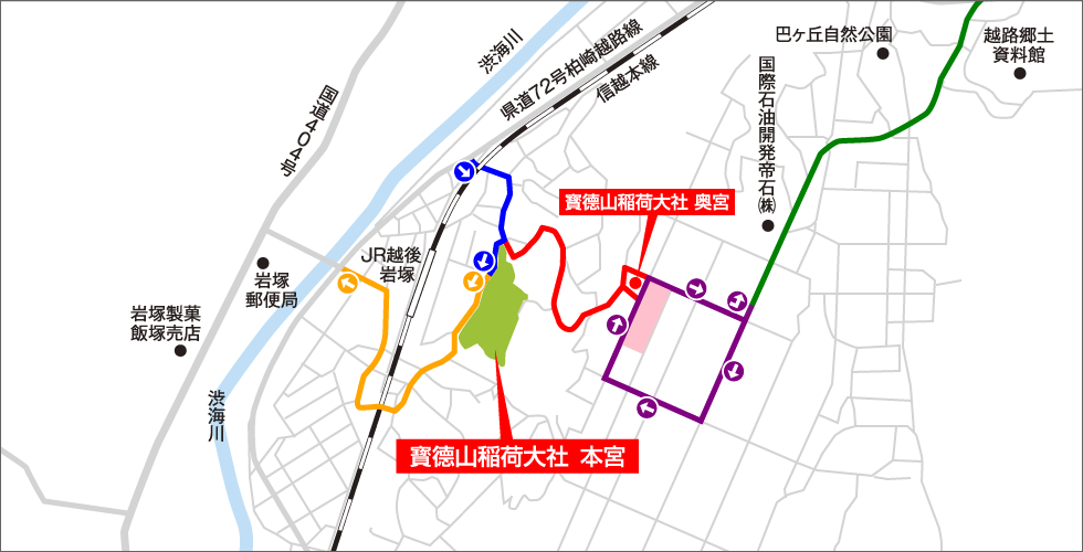 地図画像：神幸祭（よまつり）の交通規制について（11/2～11/3）